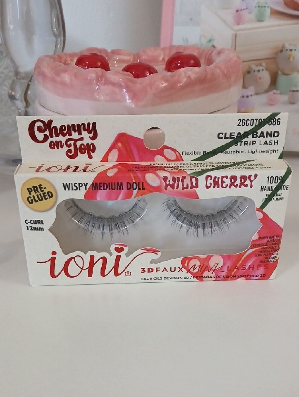 ioni Wild Cherry False Eyelashes - Black Pre Glued Set Of 2 Faux Mink - Picture 5 of 5